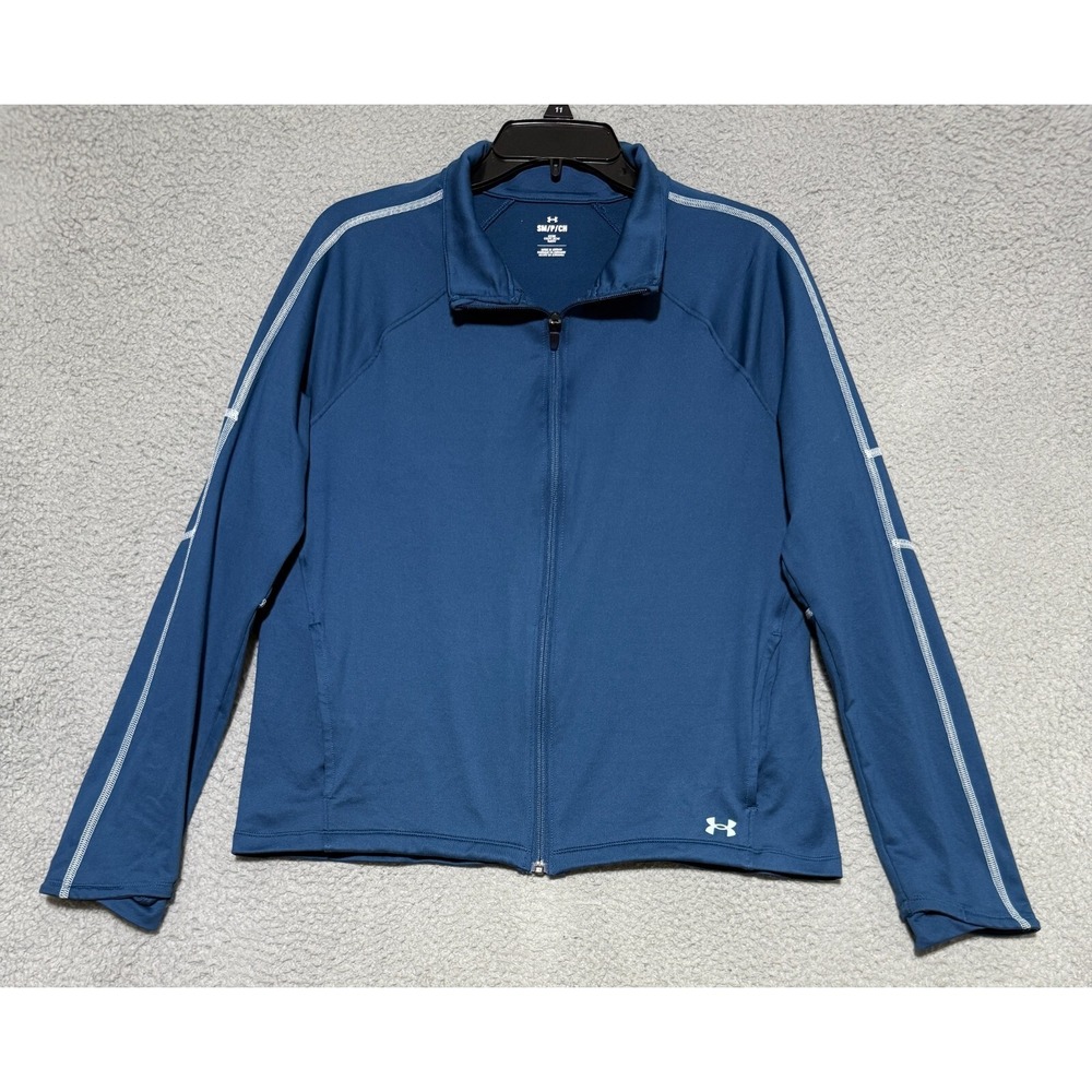 Under Armour Loose Full Zip Training Jacket Womens Small Blue Stretch